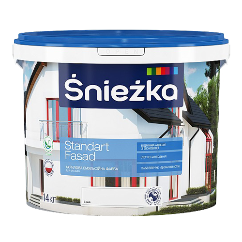 Фарба фасадна Sniezka Standart Fasad мат білий 13 кг
